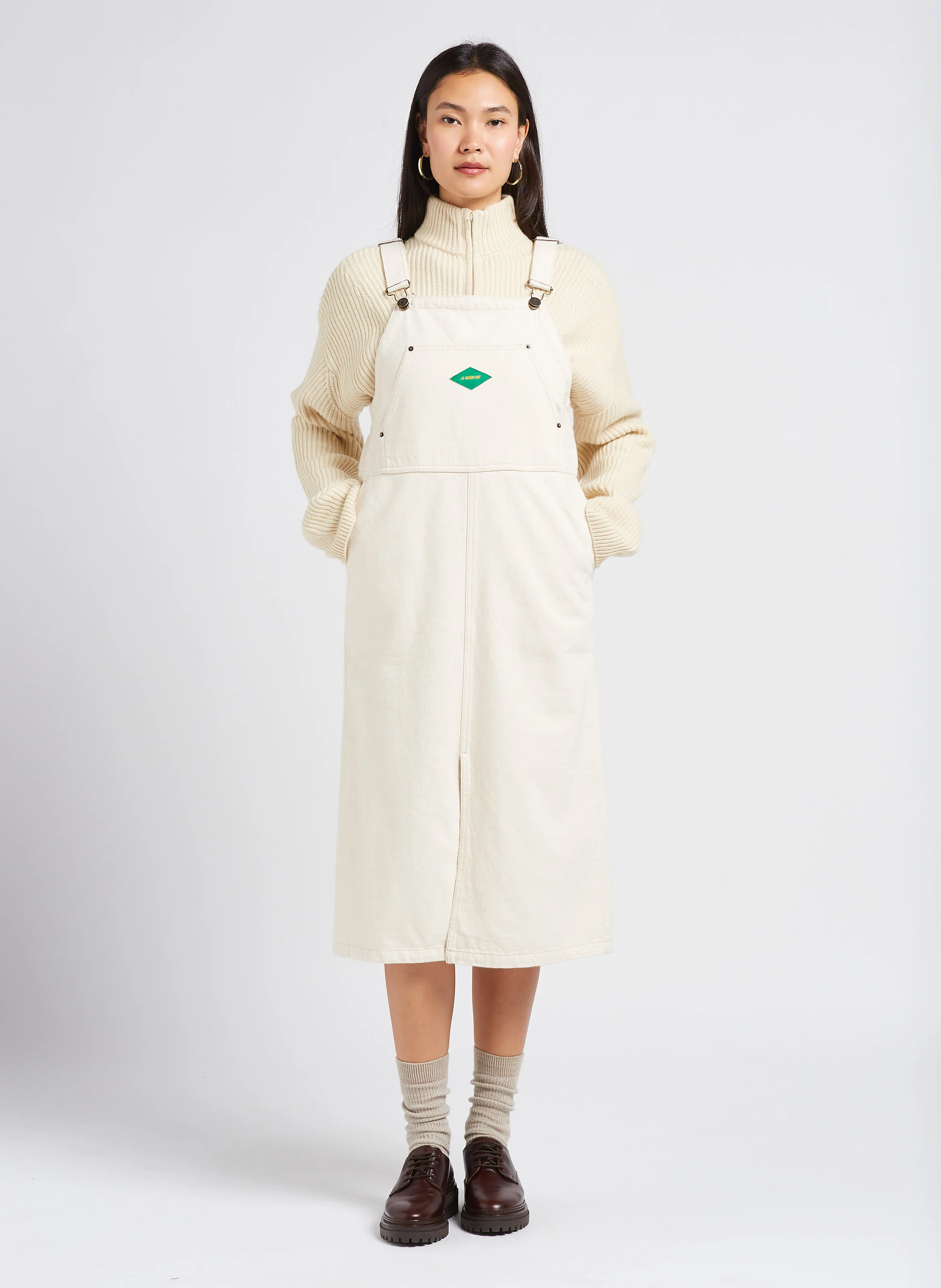 PULL ETOLE - Pull col montant zippé en laine mélangée | Blanc
