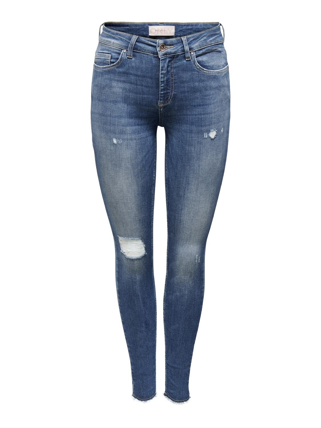 ONLBLUSH Mittlere Taille Skinny Fit Jeans Dark Medium Blue Denim