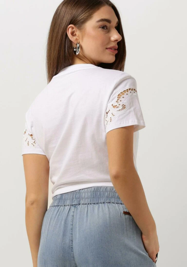GUESS witte guess t-shirt ss cn ajour lace tee