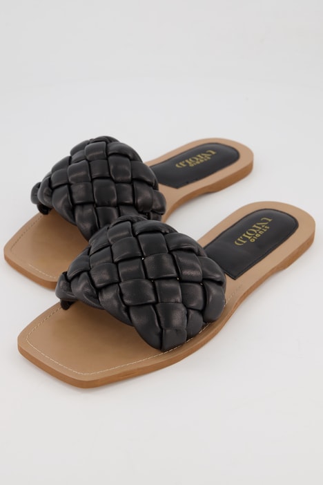 Leder-Pantolette, Lamm-Nappaleder, Flecht-Riemen