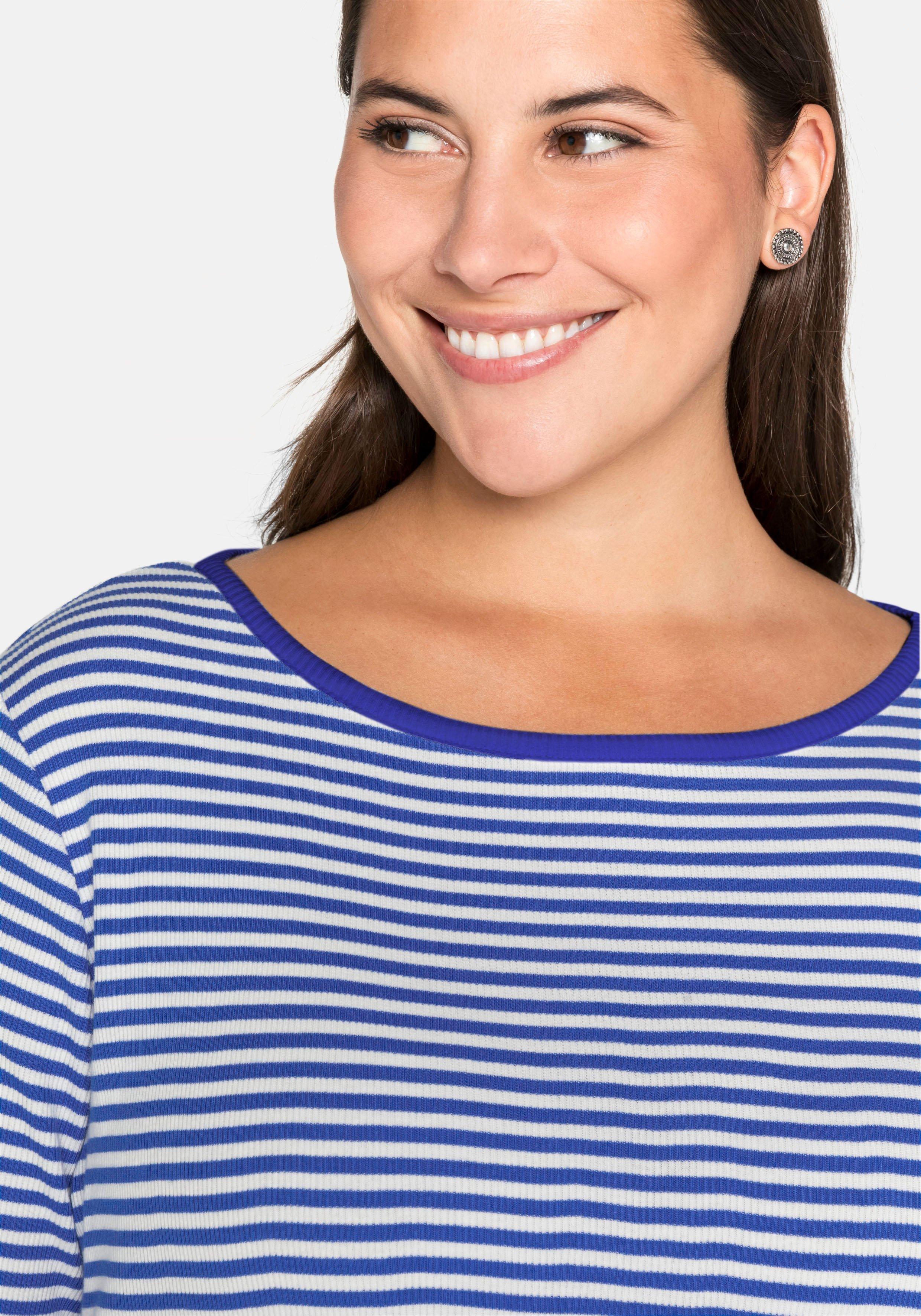 3/4-Arm-Shirt mit garngefärbten Ringeln