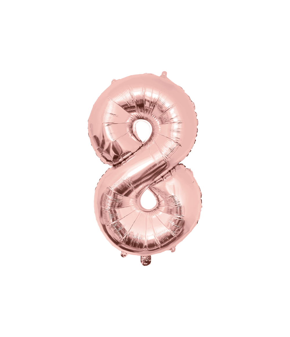 8 Jaar Cijfer Ballon Rose Goud Leeg 86cm