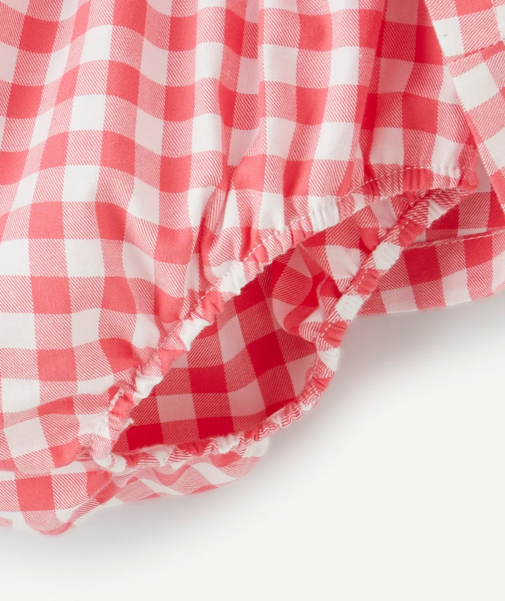 robe bébé fille en coton imprimé à carreaux rose et blanc