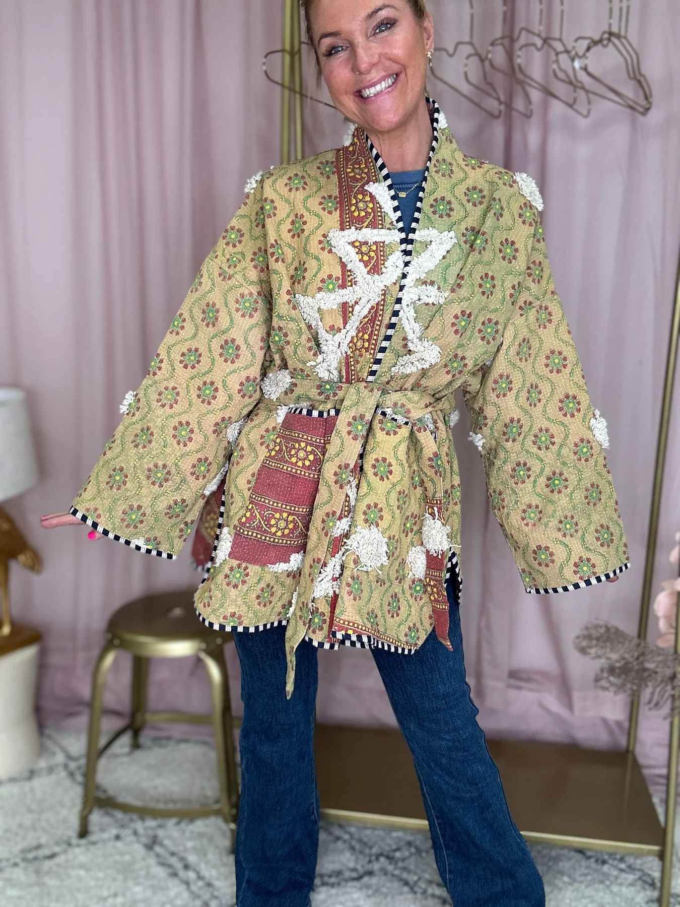 Sissel Edelbo Hedvig Tufted Jacket SE 1389 tufted kantha blanket yellow