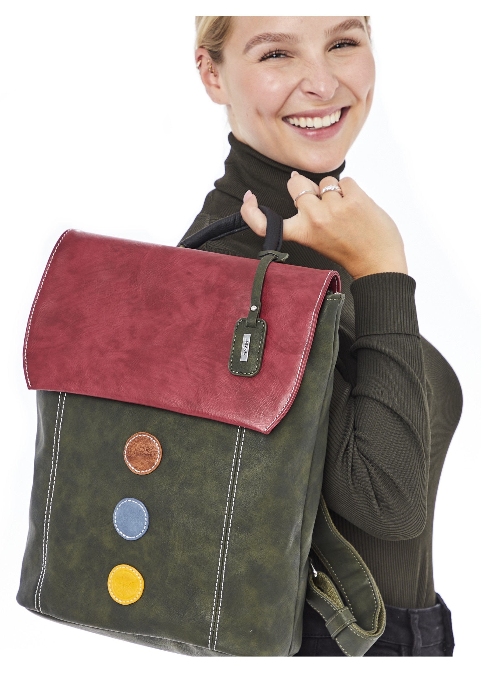 Rieker Cityrucksack Freizeitrucksack, Shoppingrucksack mit bunten Akzenten