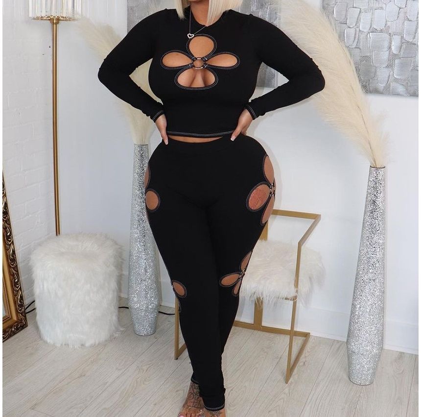 BrickBlack - Legging met bloemenuitsnijding en middelhoge taille
