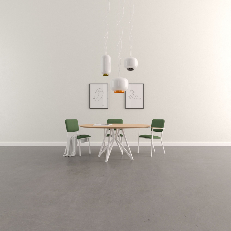 Studio HENK Butterfly Quadpod tafel Ø160, zwart frame, hardwax light 3041, verjongd afgerond