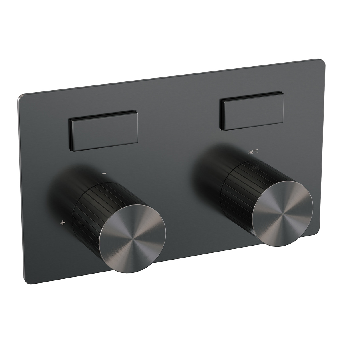 Brauer Stripe inbouw badkraan met drukknoppen en 3 standen handdouche gunmetal geborsteld PVD