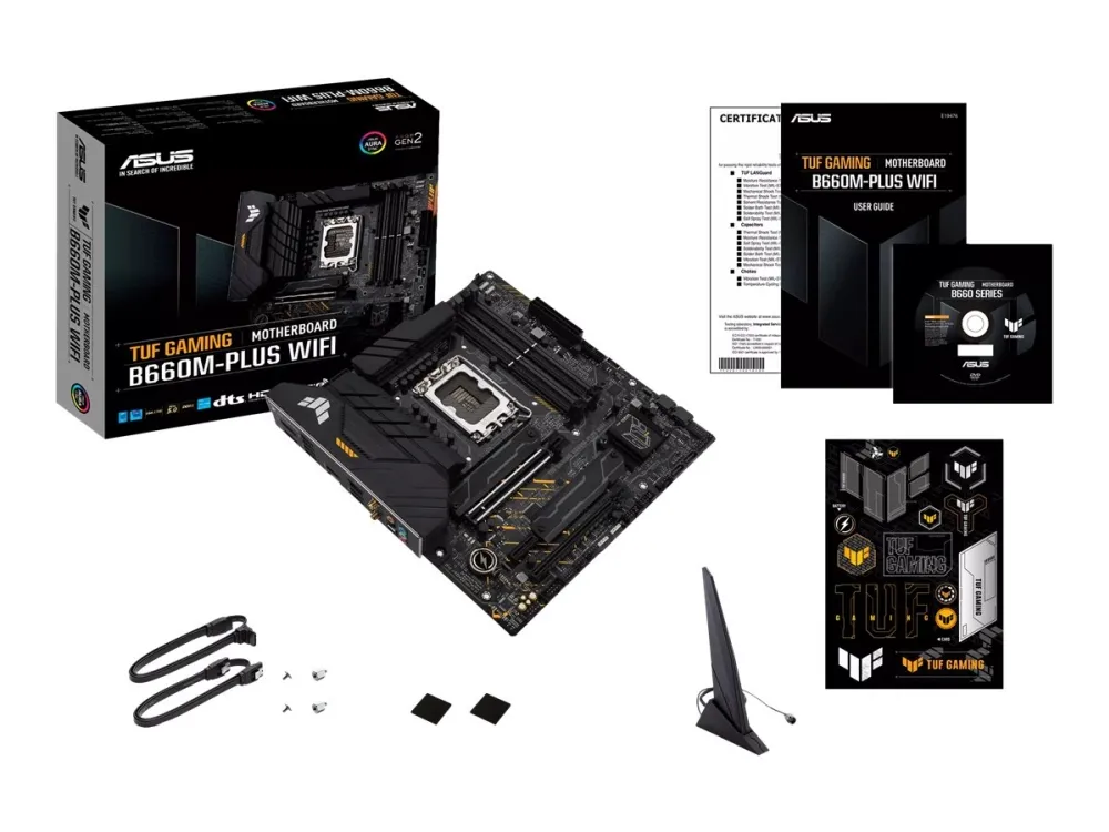 ASUS TUF GAMING B660M-PLUS WIFI - Bundkort - micro ATX - LGA1700 sokkel - B660 Chipset - USB-C Gen 2x2, USB 3.2 Gen 1, USB 3.2 Gen 2, USB-C Gen1 - 2.5 Gigabit LAN, Wi-Fi 6, Bluetooth - onboard grafik (CPU påkrævet) - HD Audio (8-kanaler)