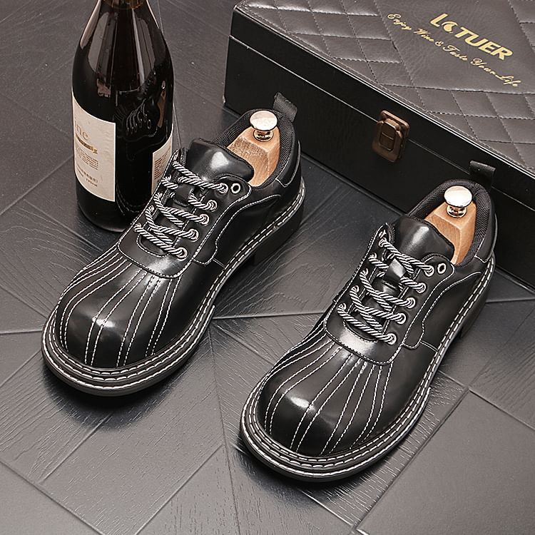 Mr Ozera - Platform Contrast Stitch Panel Veterschoenen