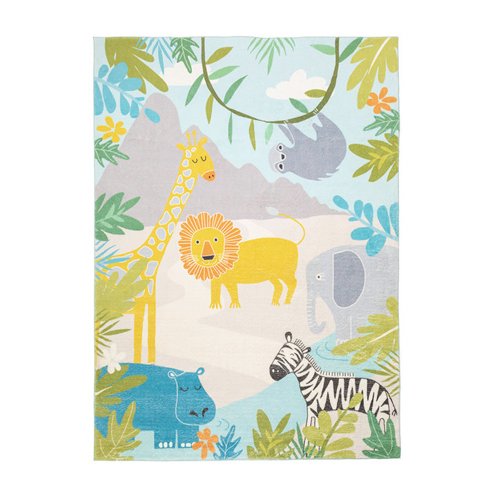 Kindervloerkleed - Jungle Leeuw Multicolor | Lekker zacht