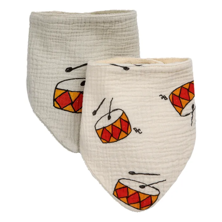 Bobo Choses Lot 2 Bavoirs Coton Bio Tambours | Ecru