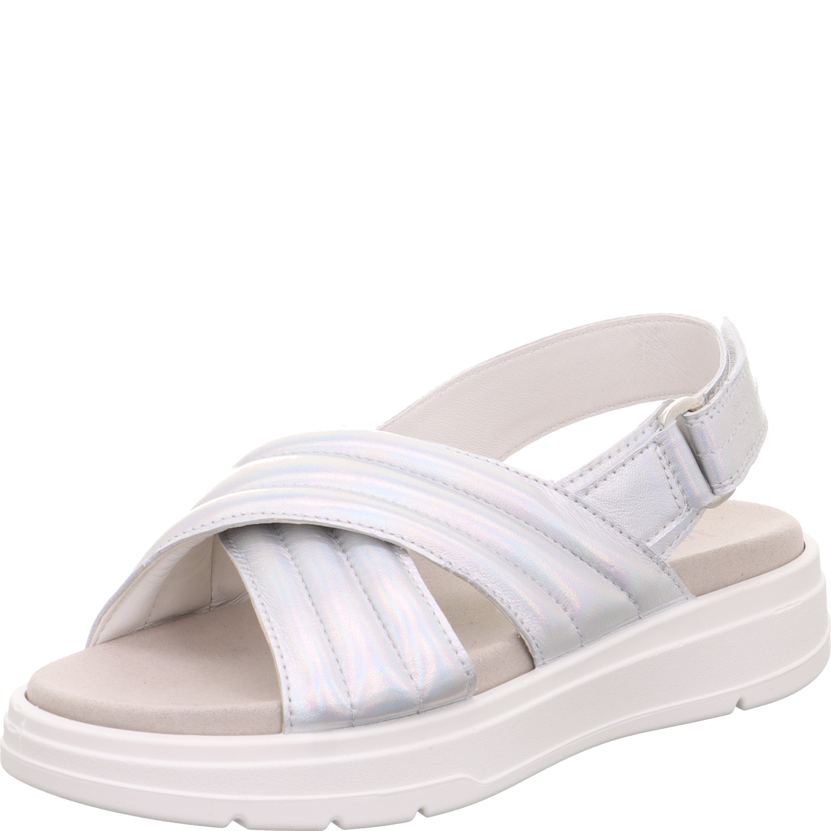 legero SUNWALKER Damen  Plateau-Sandale mit Schnalle - Farbe: Metallic Silver - Größe: 41