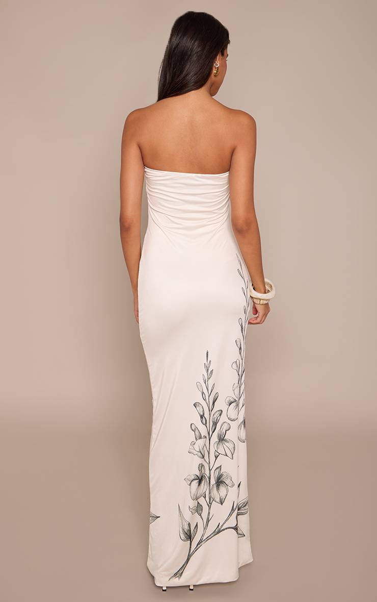 Crème Robe Maxi Bandeau À Imprimé Fleuri