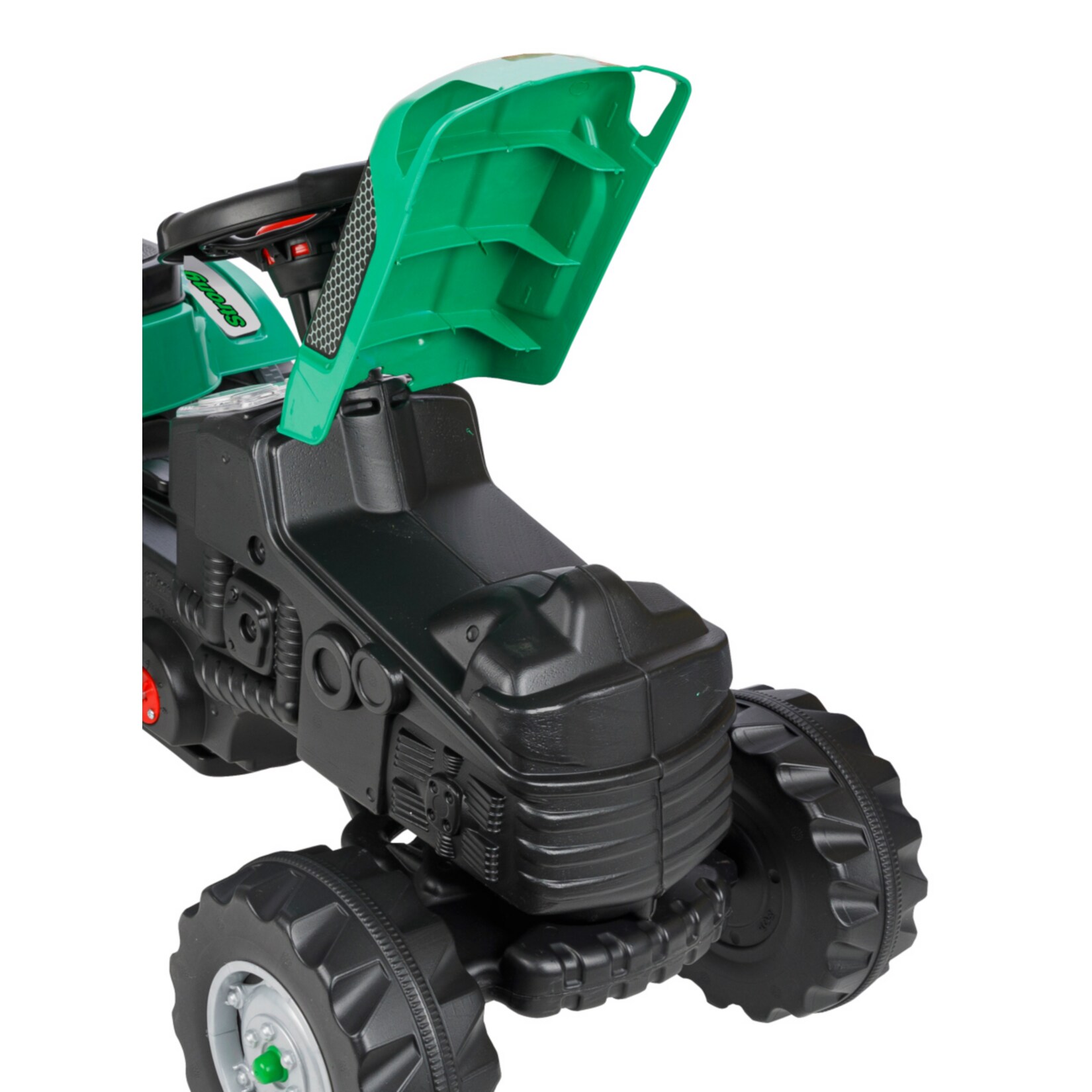Trettraktor mit Hänger Strong Bull grün