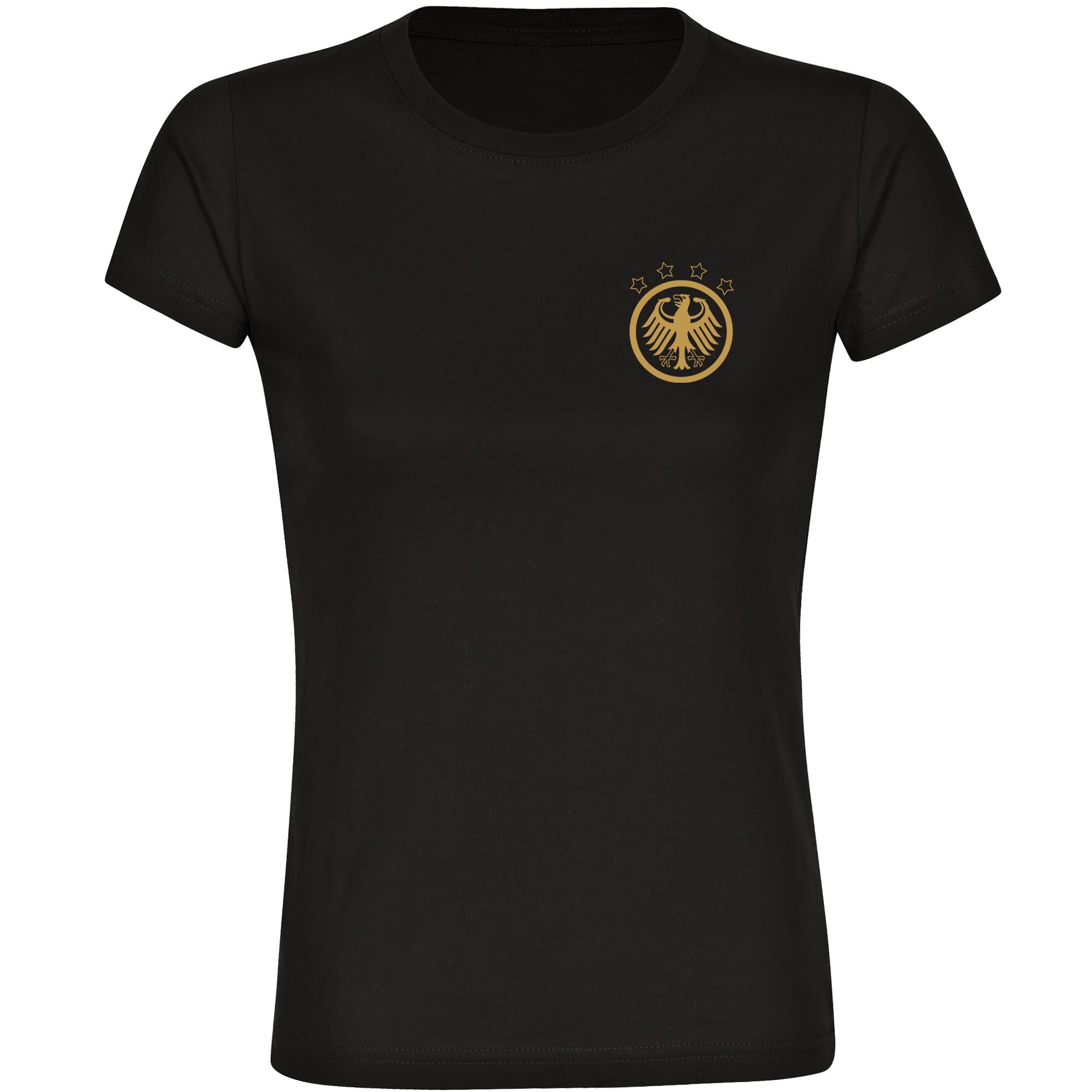 multifanshop® Damen T-Shirt - Deutschland - Adler Retro Gold - Druck gold metallic