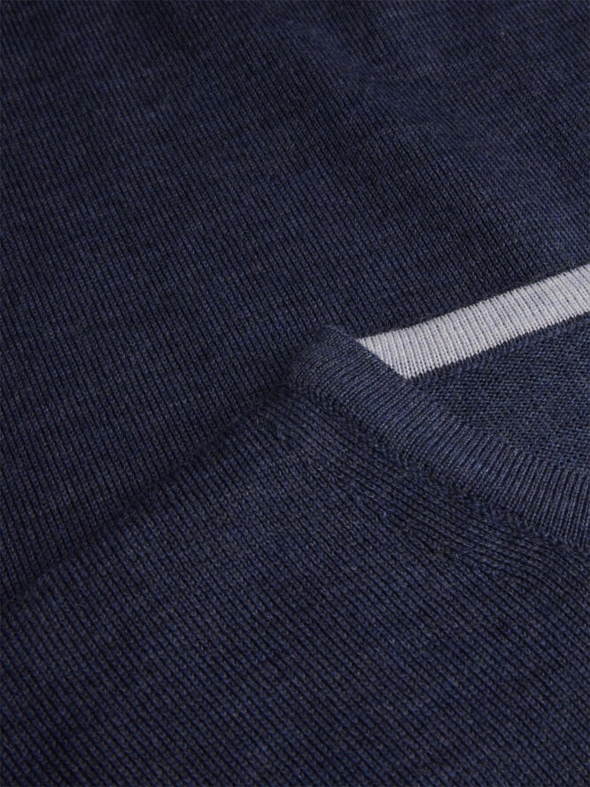 Stenströms Sweater Knitted Crew Neck With Patch Merino Wool Blue