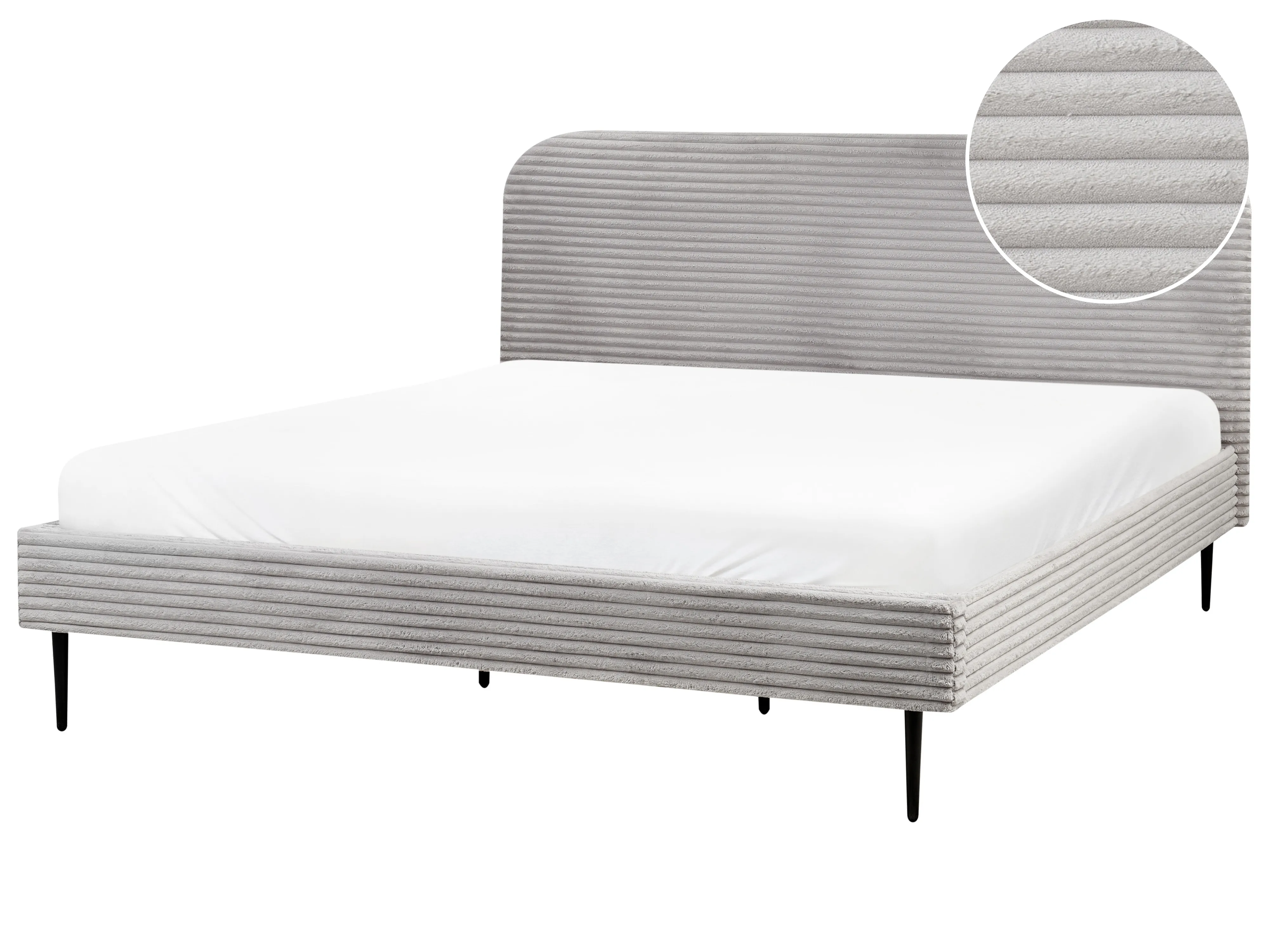 Bed Corduroy FLAYAT 180 x 200 cm Lichtgrijs
