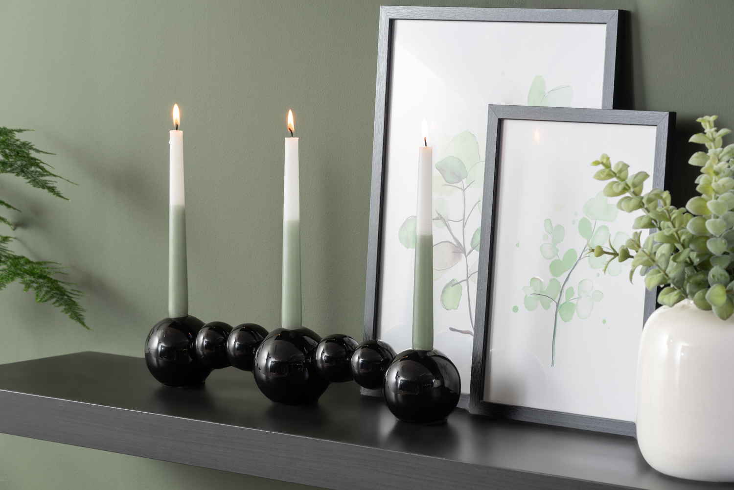 Candle holder Bubbles straight enamel black