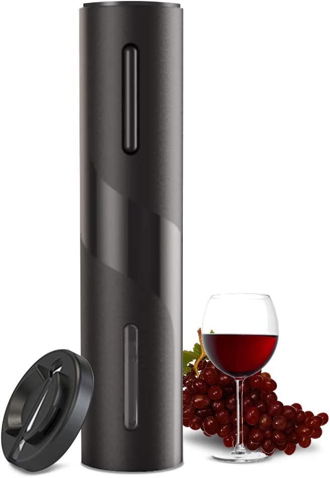 COKUNST Abridor de vinho el&eacute;trico, operado a pilhas,com cortador de lacre, bot&atilde;o de um clique, reutiliz&aacute;vel, saca-rolhas autom&aacute;tico, para amantes de vinho, &oacute;tima op&ccedil;&atilde;o de presente