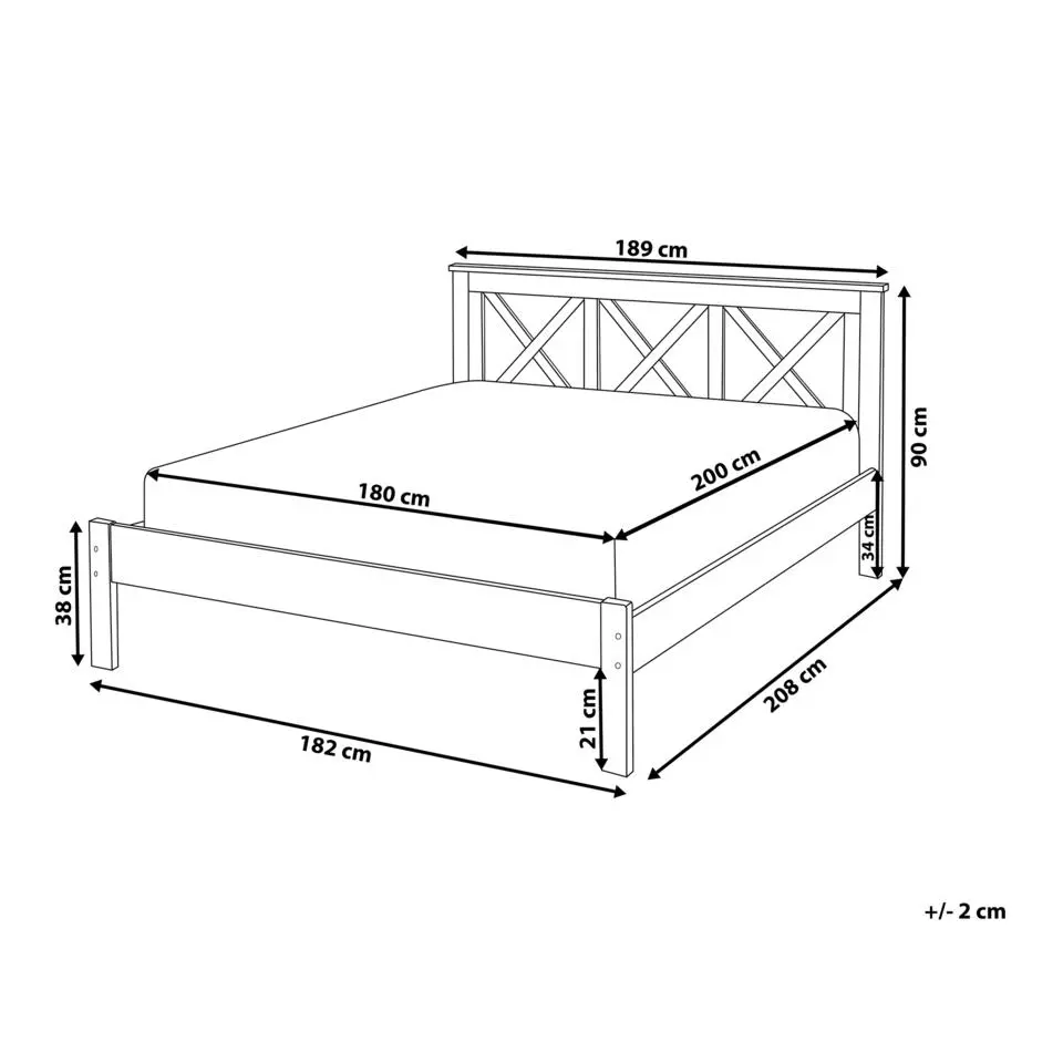 TANNAY - Tweepersoonsbed - Lichthout - 180 x 200 cm - Dennenhout