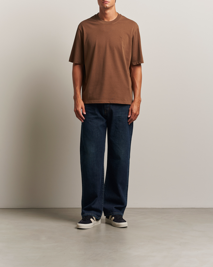 AMI Tonal Heart Logo T-Shirt Noisette