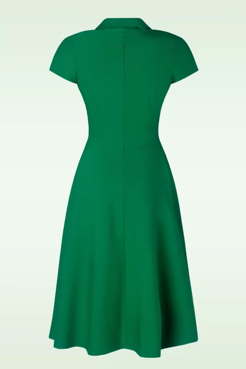 Vintage Diva  The Emma swing jurk in smaragdgroen