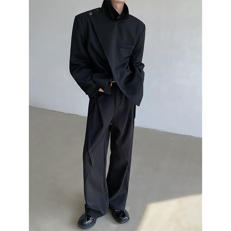 Orungeetun - Asymmetrische blazer met lange mouwen en effen kleur