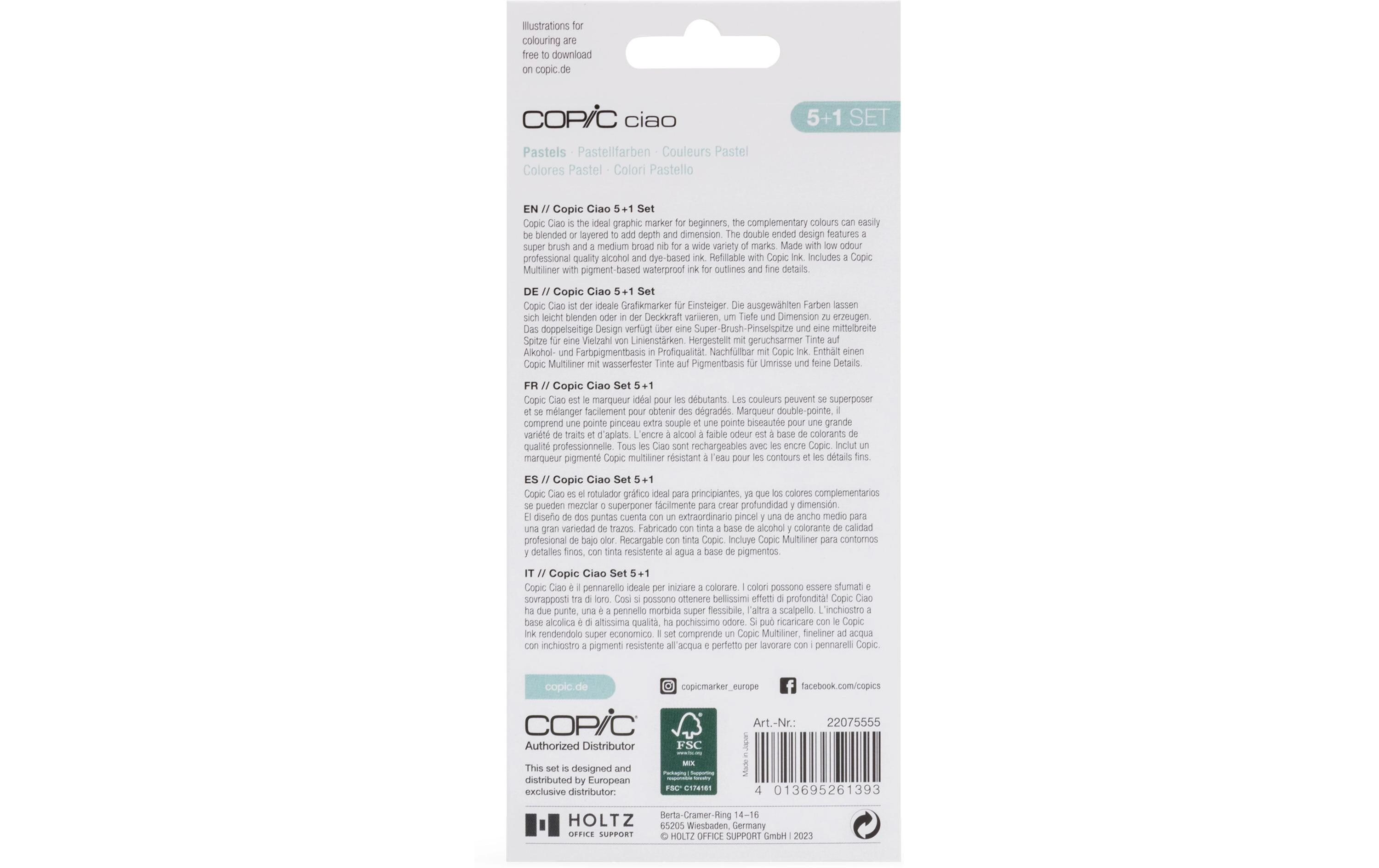 Grafikmarker Ciao 5+1 Set PastelsStifteset