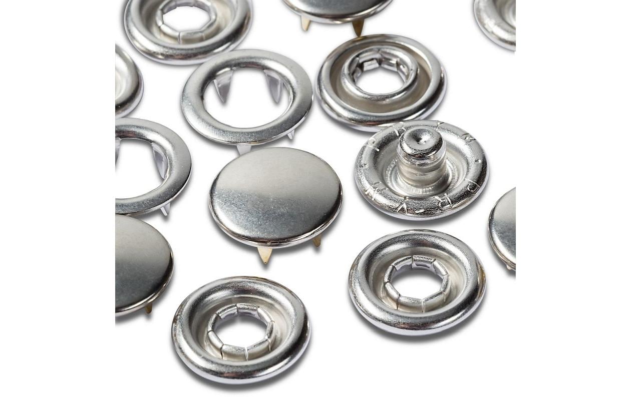 Druckknöpfe Jersey Kappe Silber, 10 mm, 20 StückNähfreie Druckknöpfe zum Nachfüllen