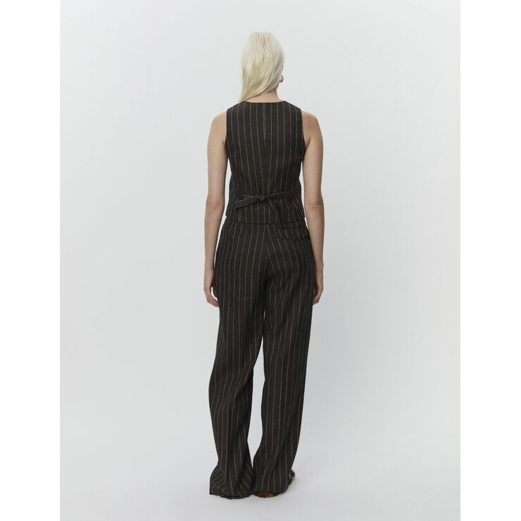 DAY Birger et Mikkelsen Frida - Casual Linen Stripe Chocolate brown