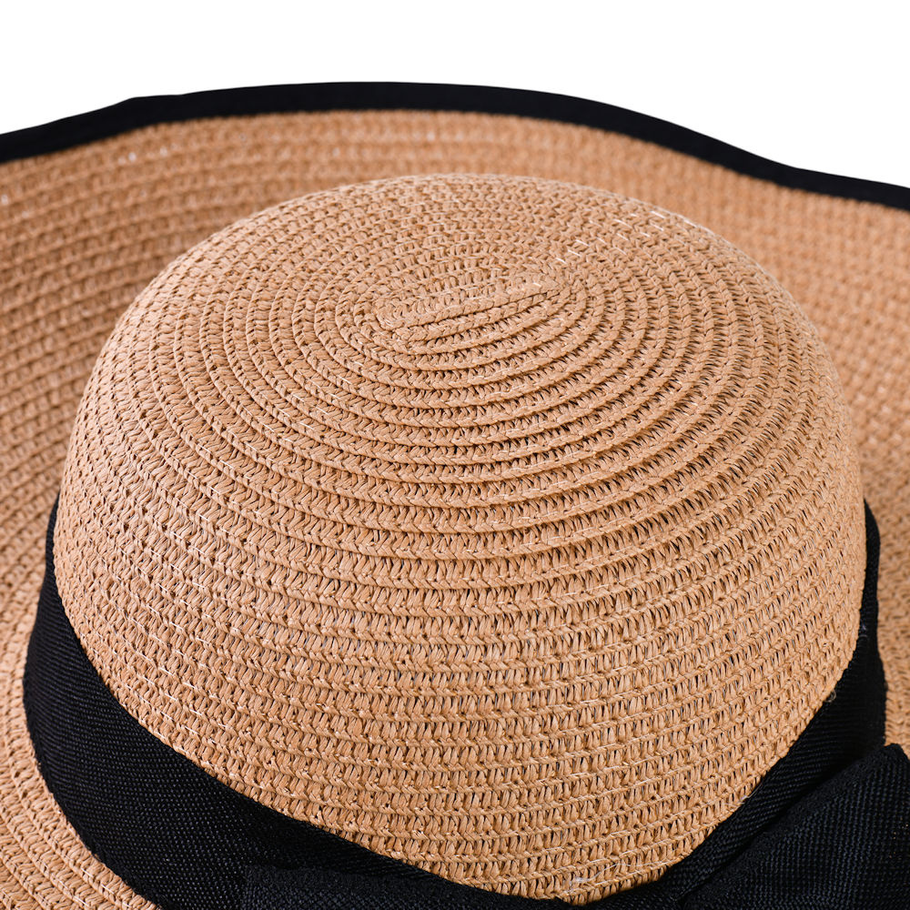 Decopatent Zonnehoed Dames - Bruin met Zwarte Strik