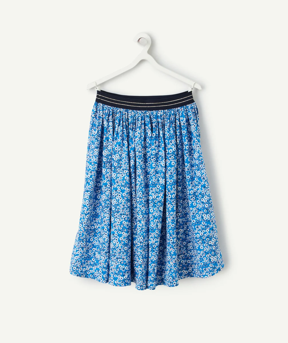 JUPE MI-LONGUE FILLE EN VISCOSE RESPONSABLE AVEC IMPRIMÉ FLEURI