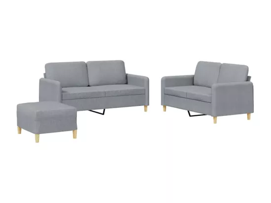 Ensemble de canapés 3 pcs avec coussins Gris clair Tissu
