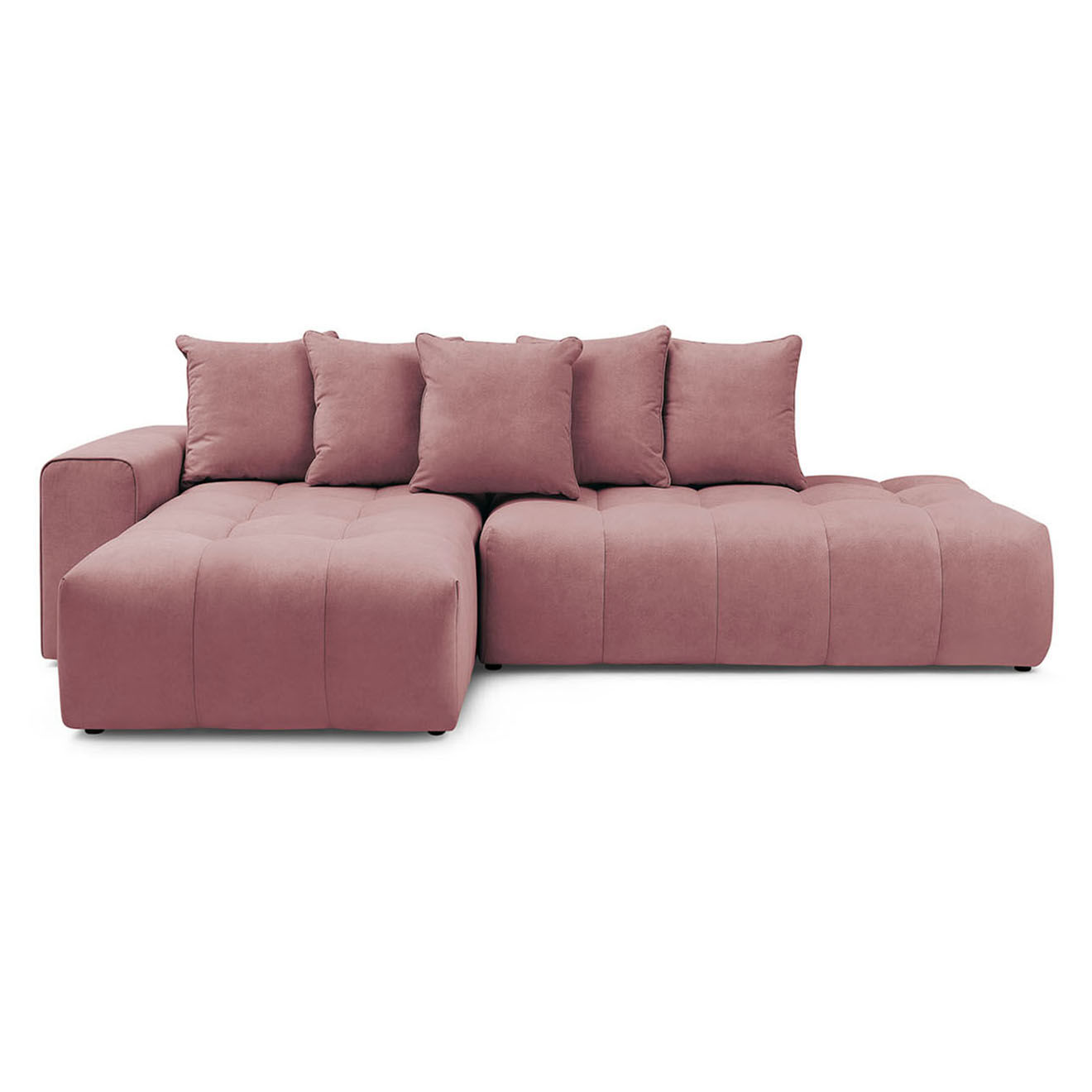 Bobochic Canapé d'angle fixe mont-blanc velours angle gauche rose - 313x176x97 cm