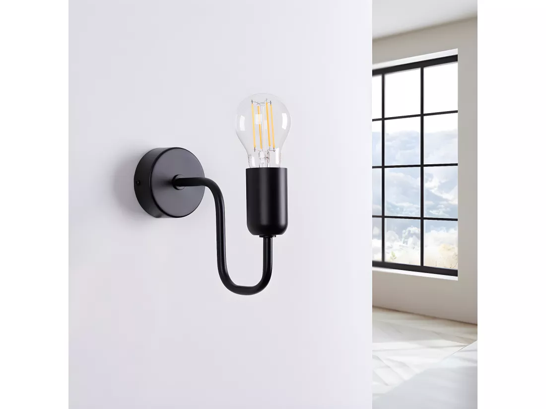 Appliques Vector industriel en acier - 1 sources lumineuses - L.8,5 x H.20 cm - noir