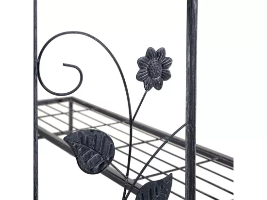 Support pour pots de fleurs en métal gris 80x44x44h