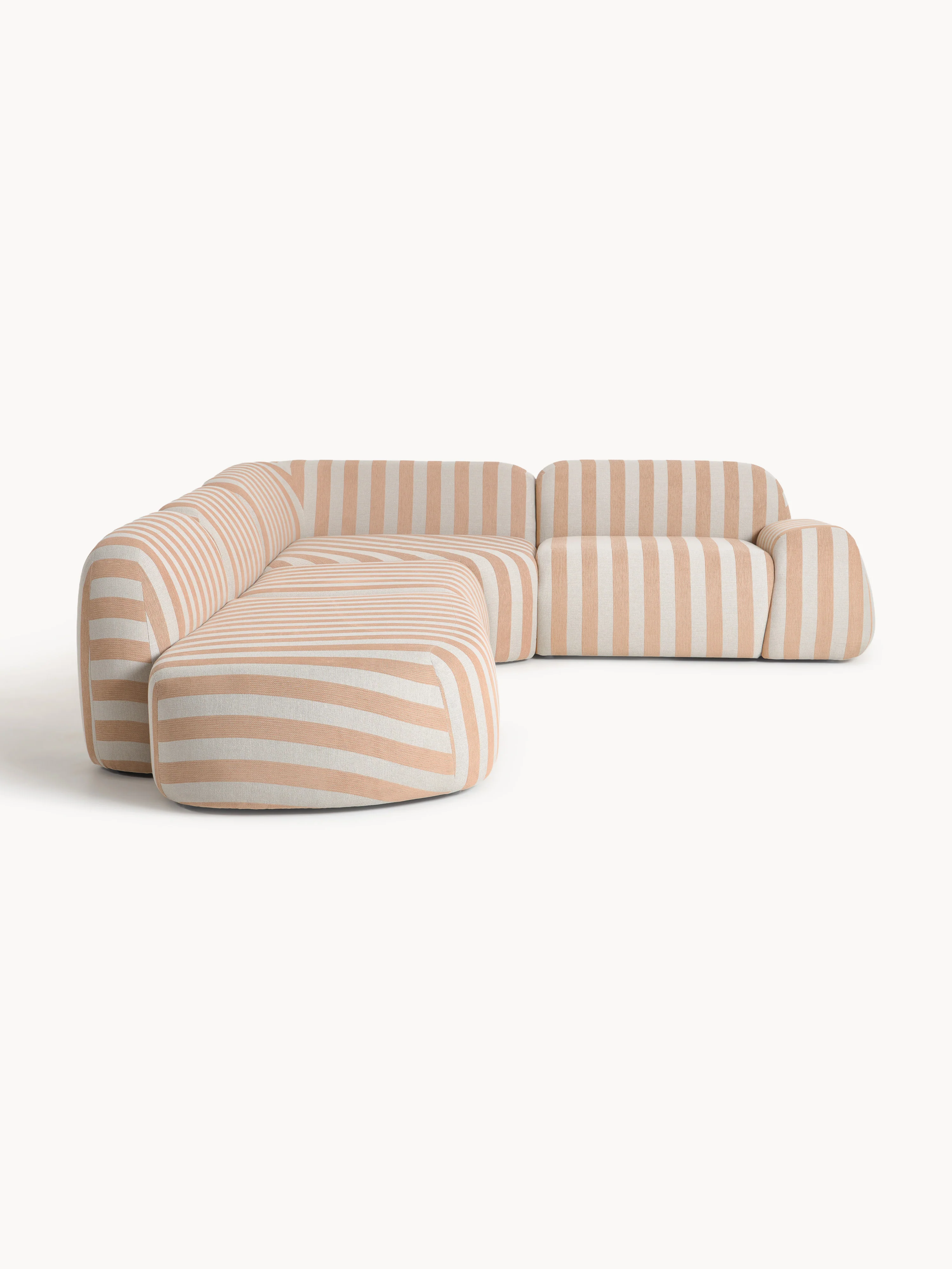 Gestreepte XL modulaire hoekbank Wolke met chaise longue