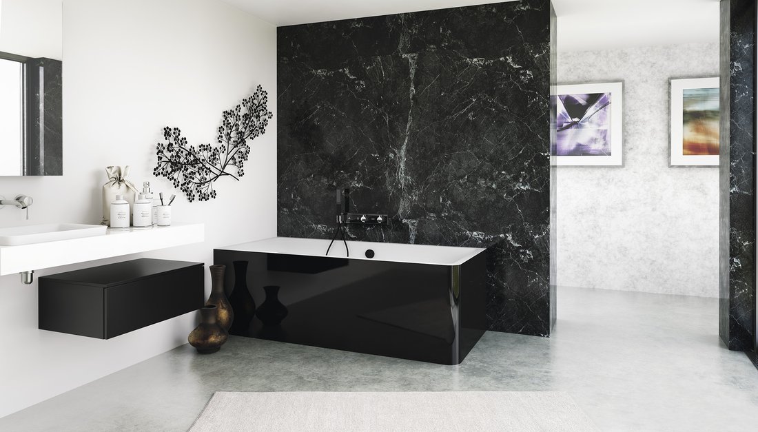 Polysan Marlene Curve ligbad links 185x85cm zwart