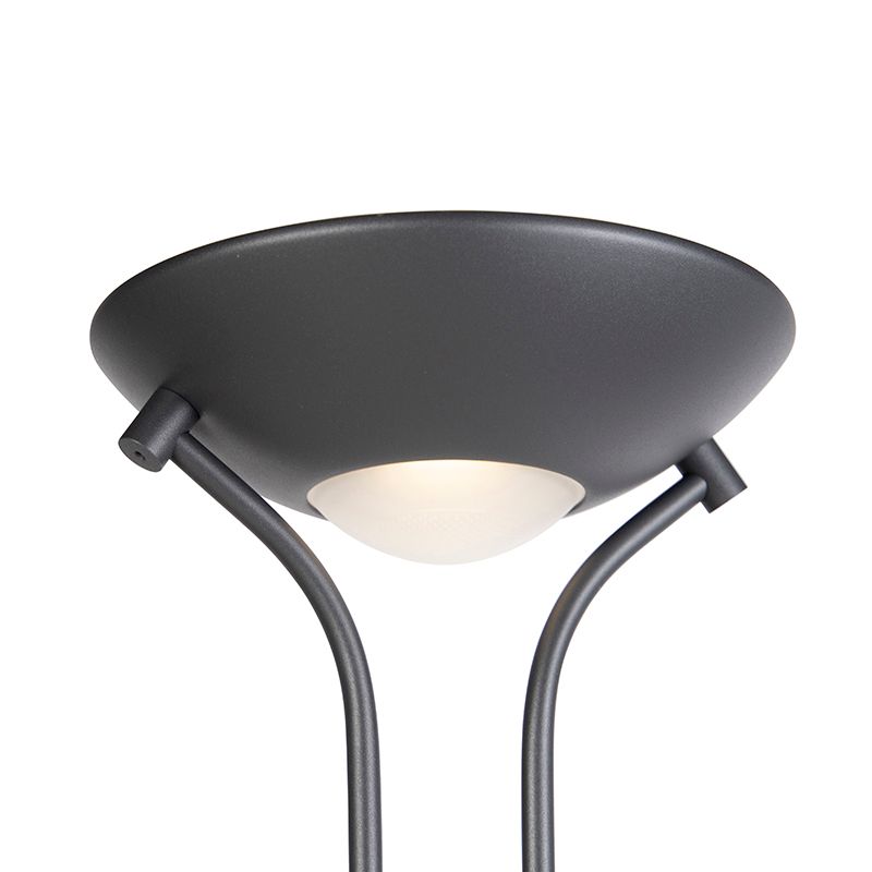 Vloerlamp zwart met leeslamp incl. LED en dimmer - Diva 2