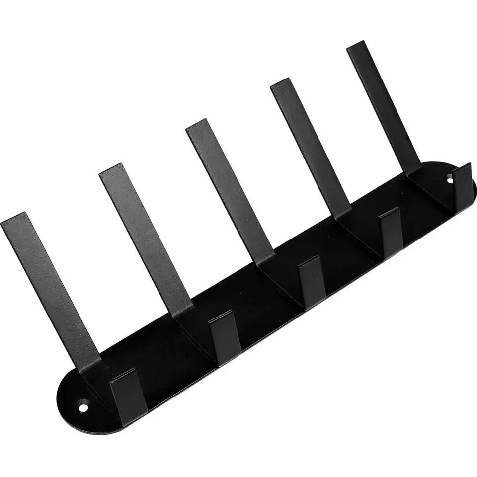 Benson Kapstok - zwart - metaal - 5 haken - wandkapstok - 30 cm