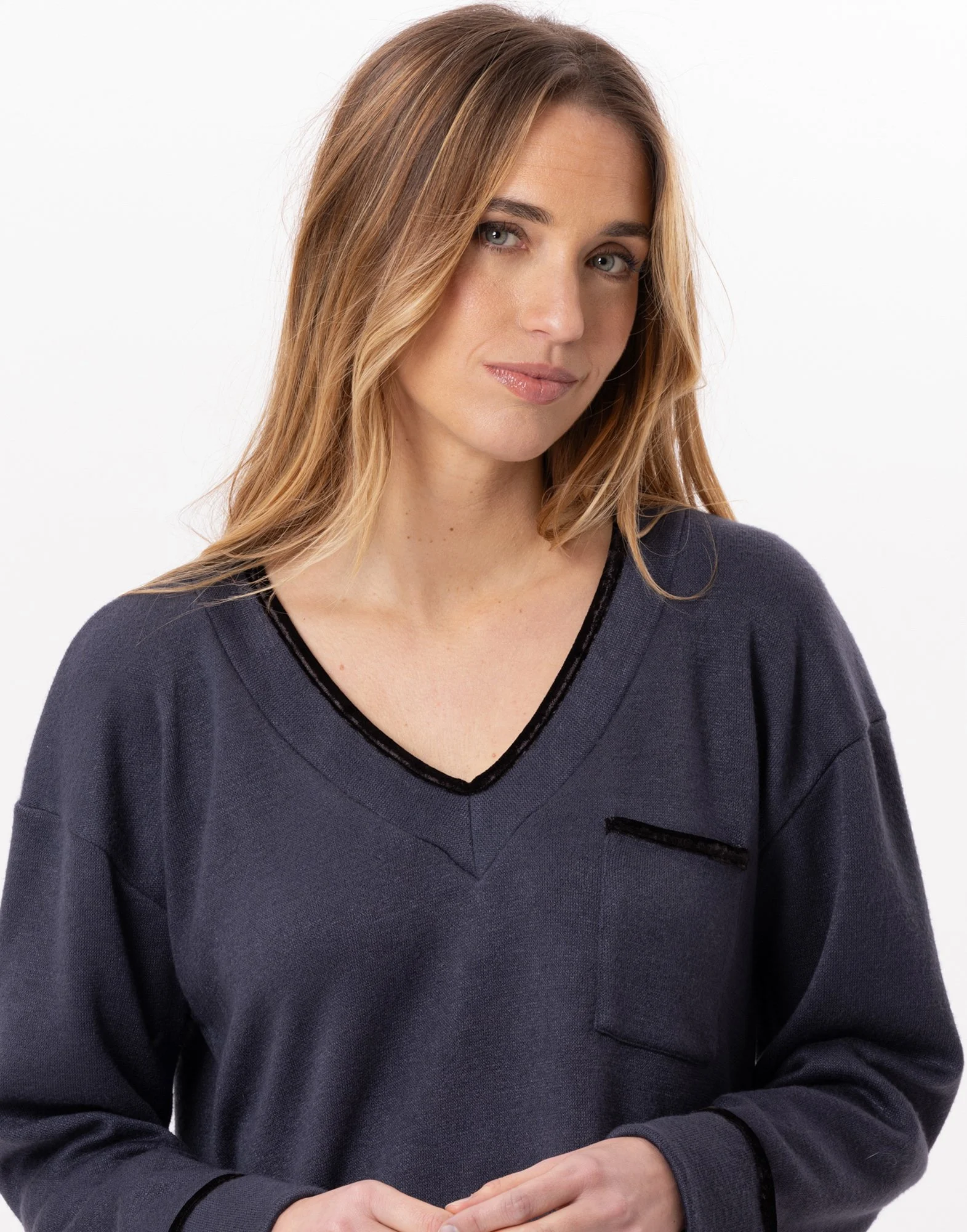 ALPAGA 802 - Jogging en maille tricot | Bleu