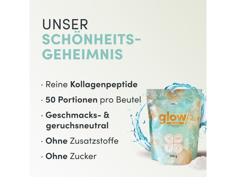 Shape Republic Shape & Glow Kollagenpulver 500 g Kollagen-Pulver für Haut und Haare