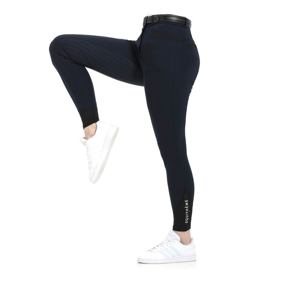 Equitheme SAFIR - Pantalon fond de peau siliconé Femme marine/noir