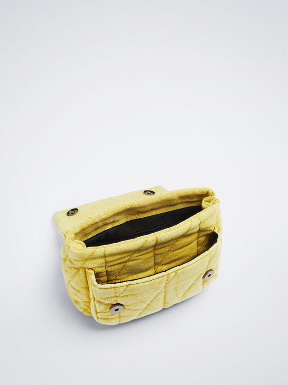 Bolsa de ombro em jeans - Amarela