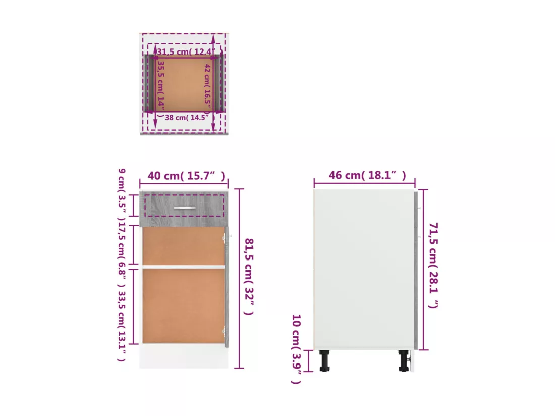 Armoire de plancher à tiroir 