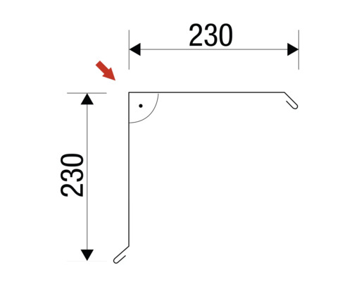 PRECIT randplaat voor trapeziumplaat, verzinkt 1000 mm x 230 mm x 230 mm x 0,5 mm