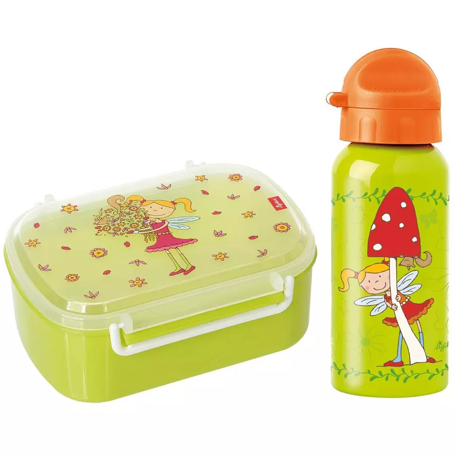 Sigikid Brotdose + Trinkflasche 2er Set hellgrün