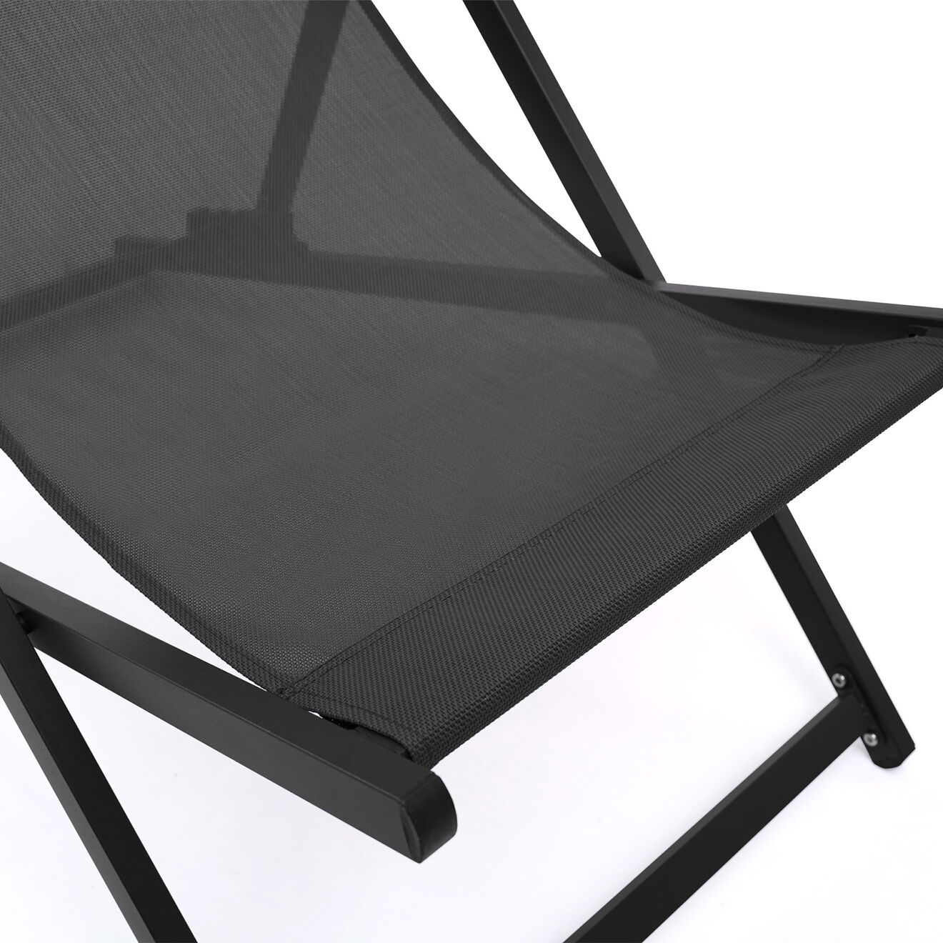 Inkazen 2 Chiliennes en métal et toile gris anthracite - 102x61x82 cm