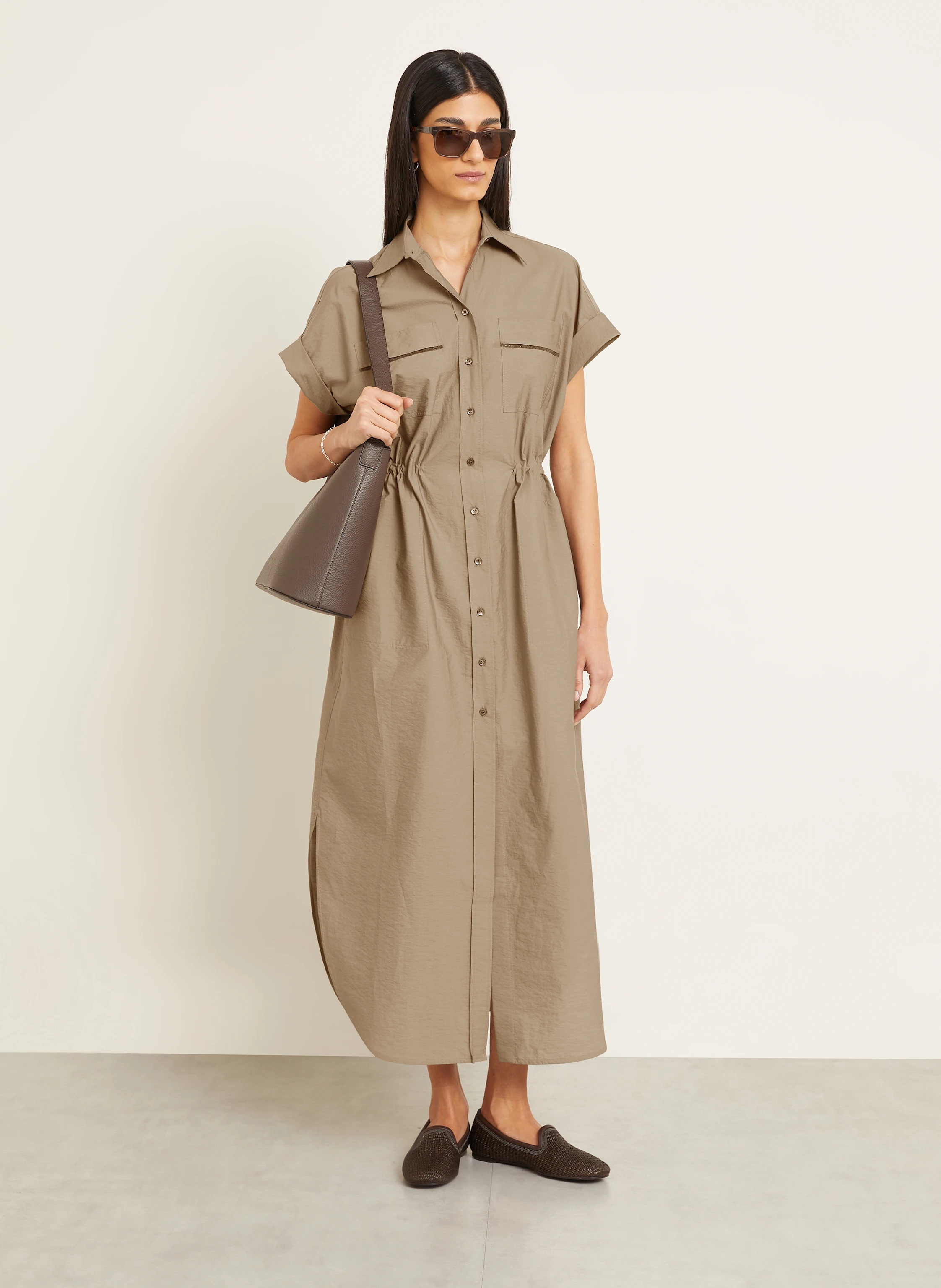 BRUNELLO CUCINELLI Hemdblusenkleid mit Schmucksteinen